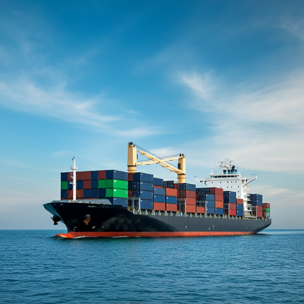 Durable shipping containers on a cargo ship at sea