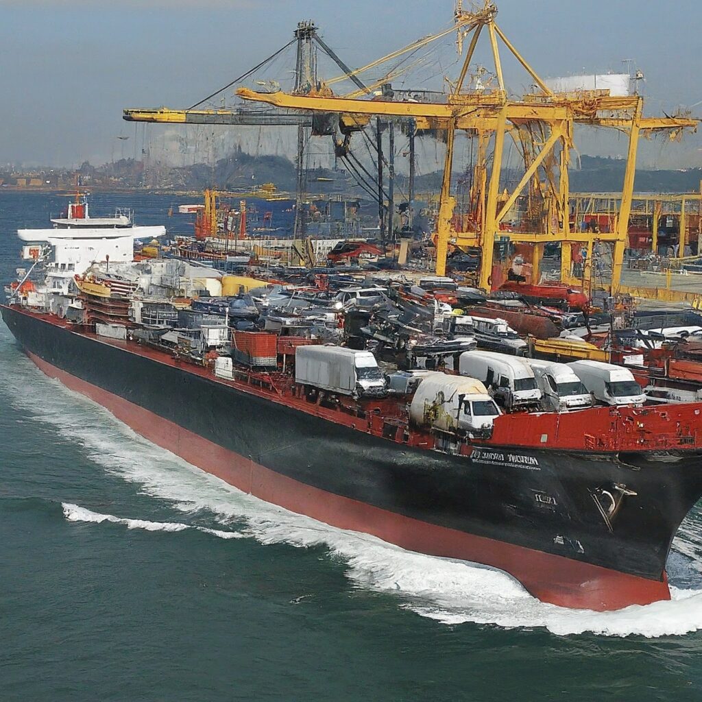 A ship delivering cars